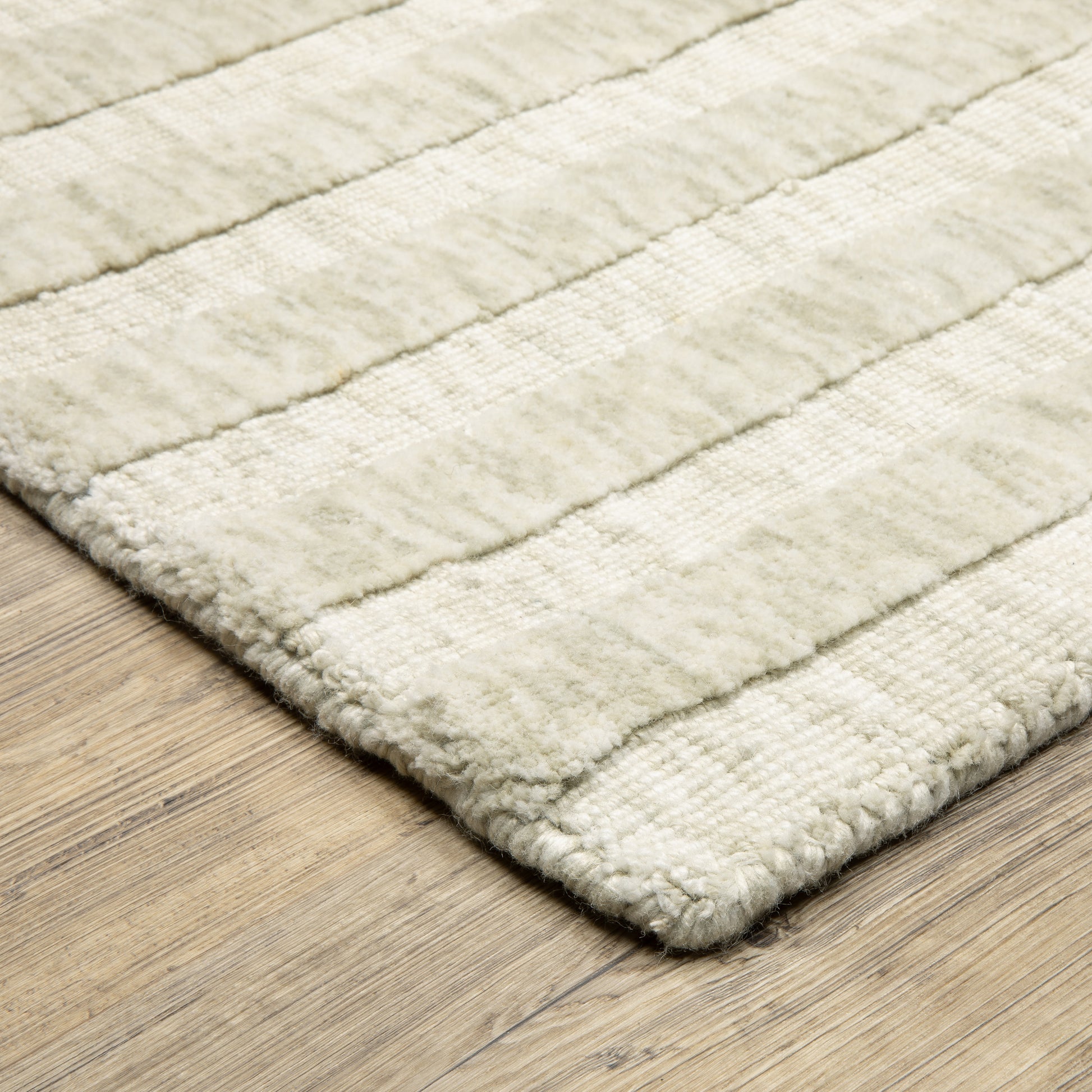 Thatcher Stripe Beige/ Grey Distressed Mixed Pile Rug