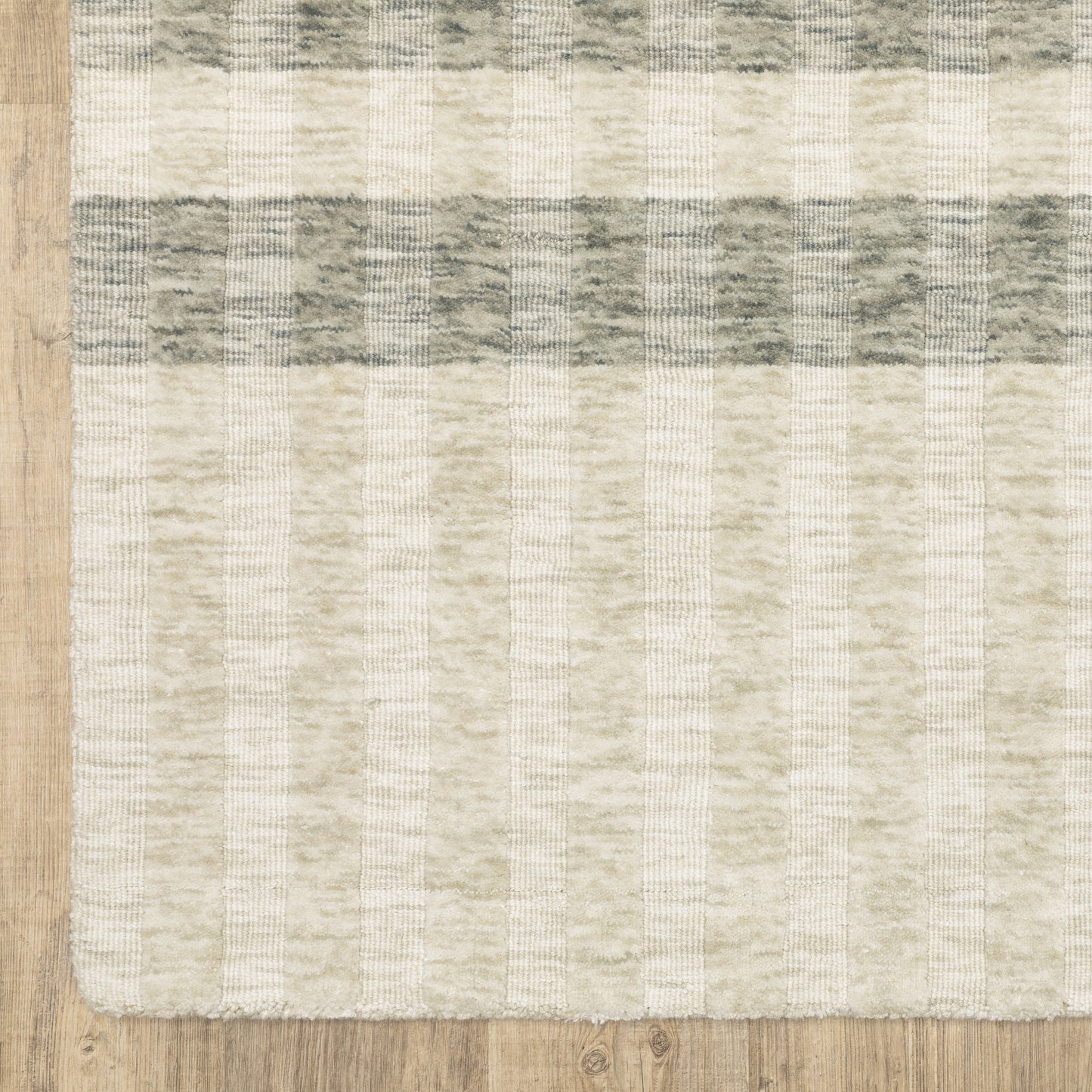 Thatcher Stripe Beige/ Grey Distressed Mixed Pile Rug