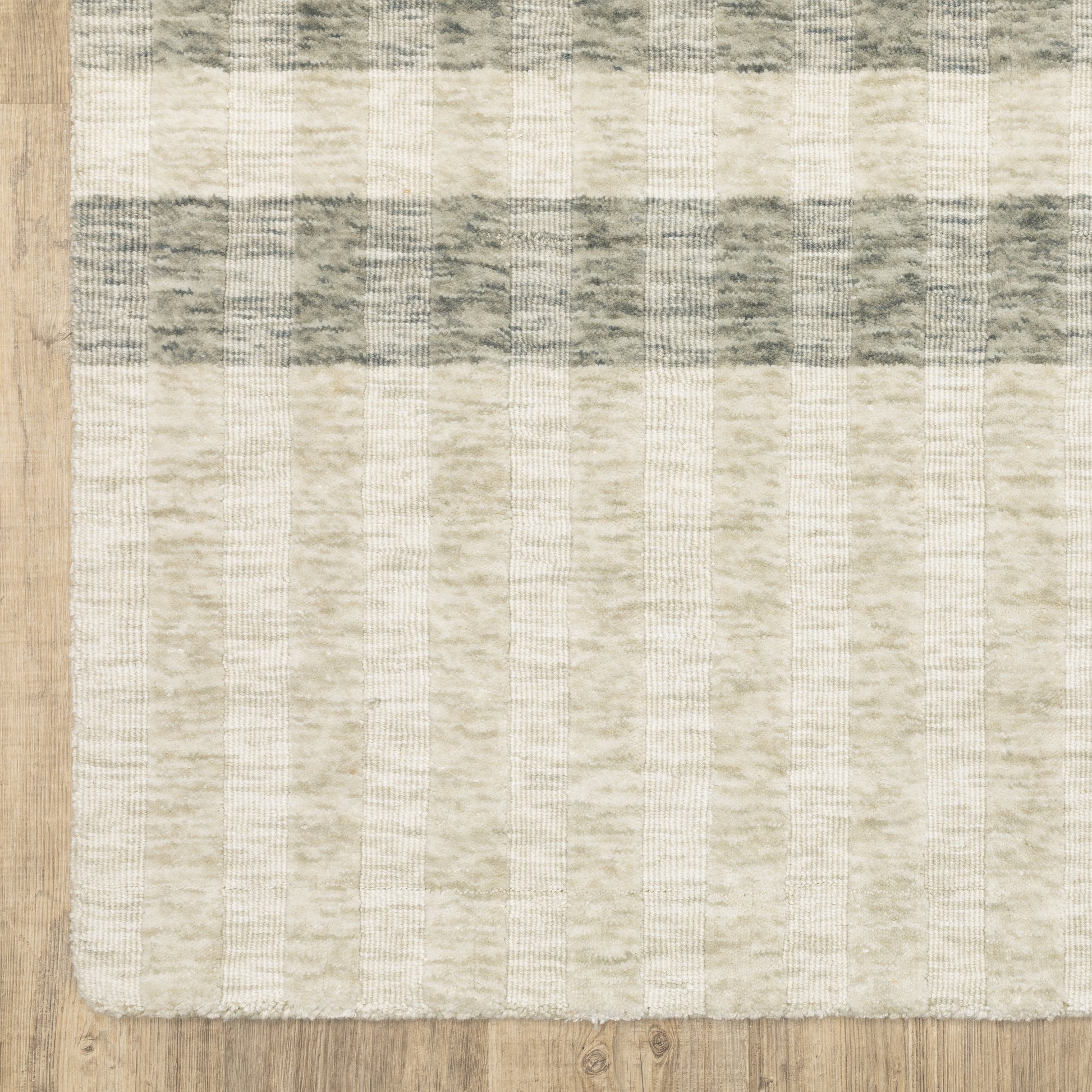 Thatcher Stripe Beige/ Grey Distressed Mixed Pile Rug