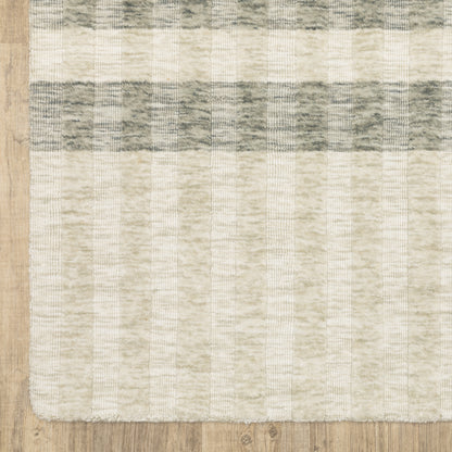 Thatcher Stripe Beige/ Grey Distressed Mixed Pile Rug