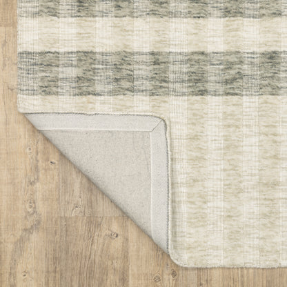 Thatcher Stripe Beige/ Grey Distressed Mixed Pile Rug