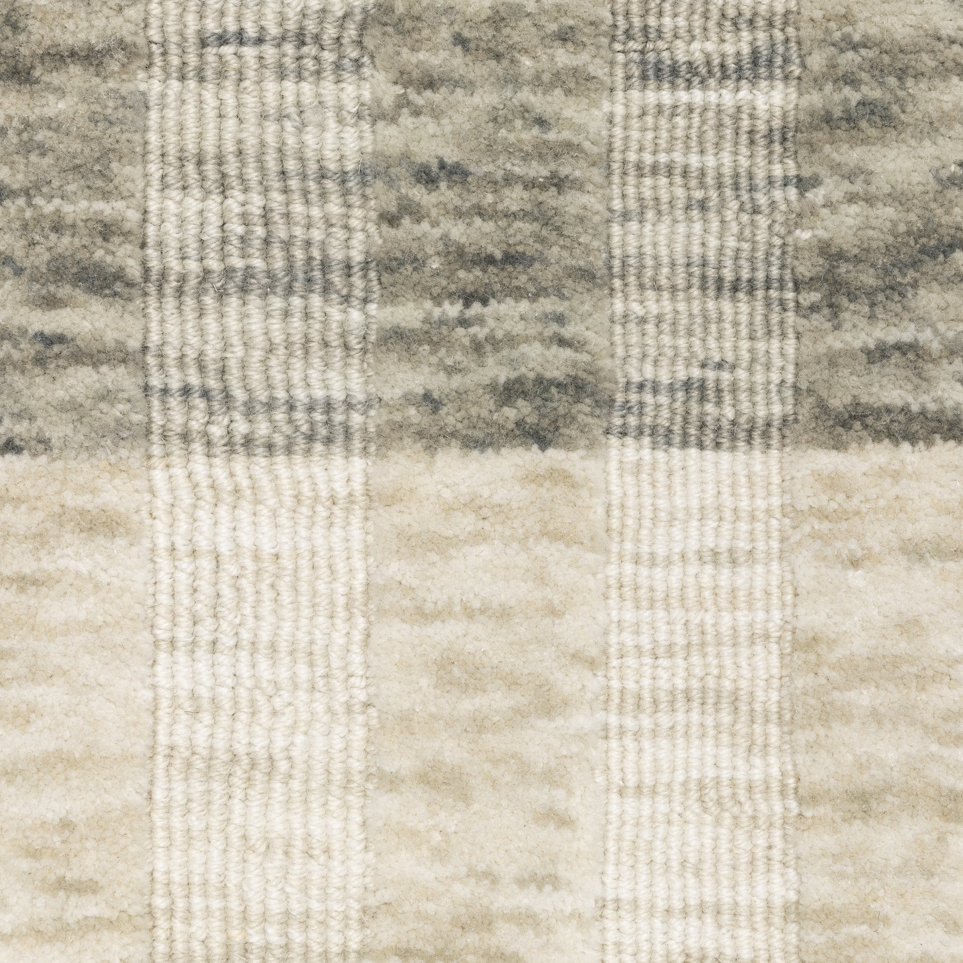 Thatcher Stripe Beige/ Grey Distressed Mixed Pile Rug