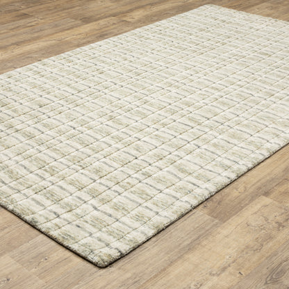 Thatcher Stripe Beige/ Gold Geometric Mixed Pile Rug
