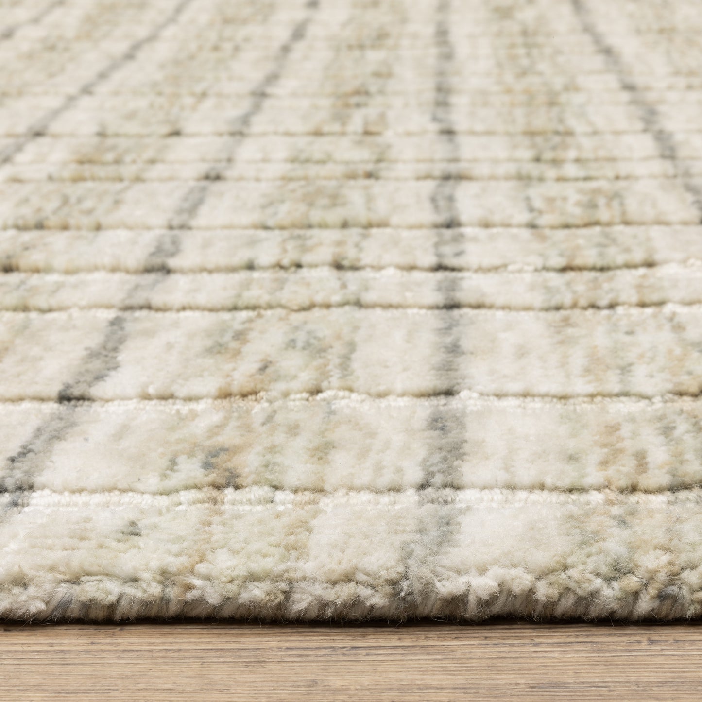 Thatcher Stripe Beige/ Gold Geometric Mixed Pile Rug