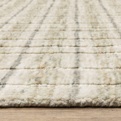 Thatcher Stripe Beige/ Gold Geometric Mixed Pile Rug