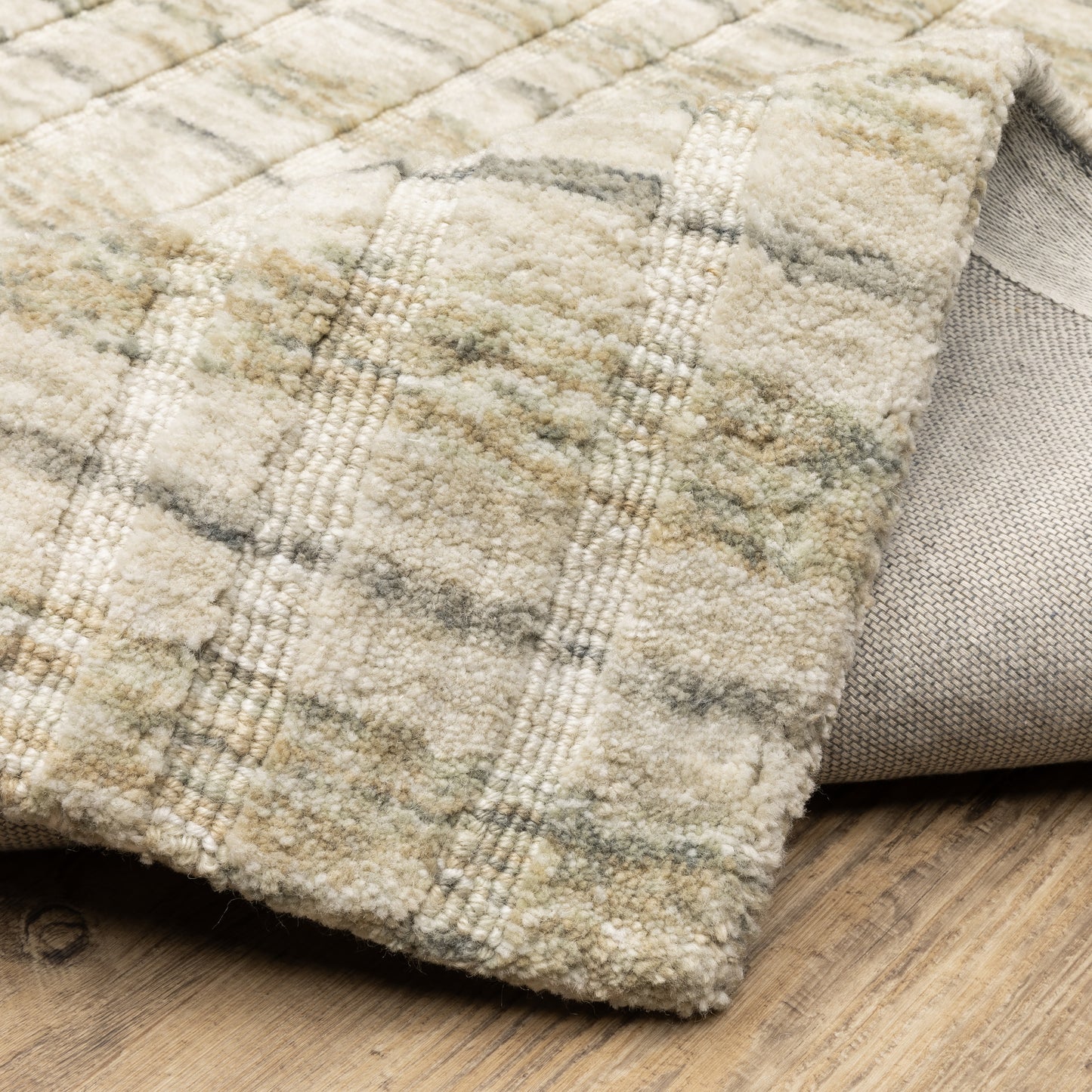 Thatcher Stripe Beige/ Gold Geometric Mixed Pile Rug