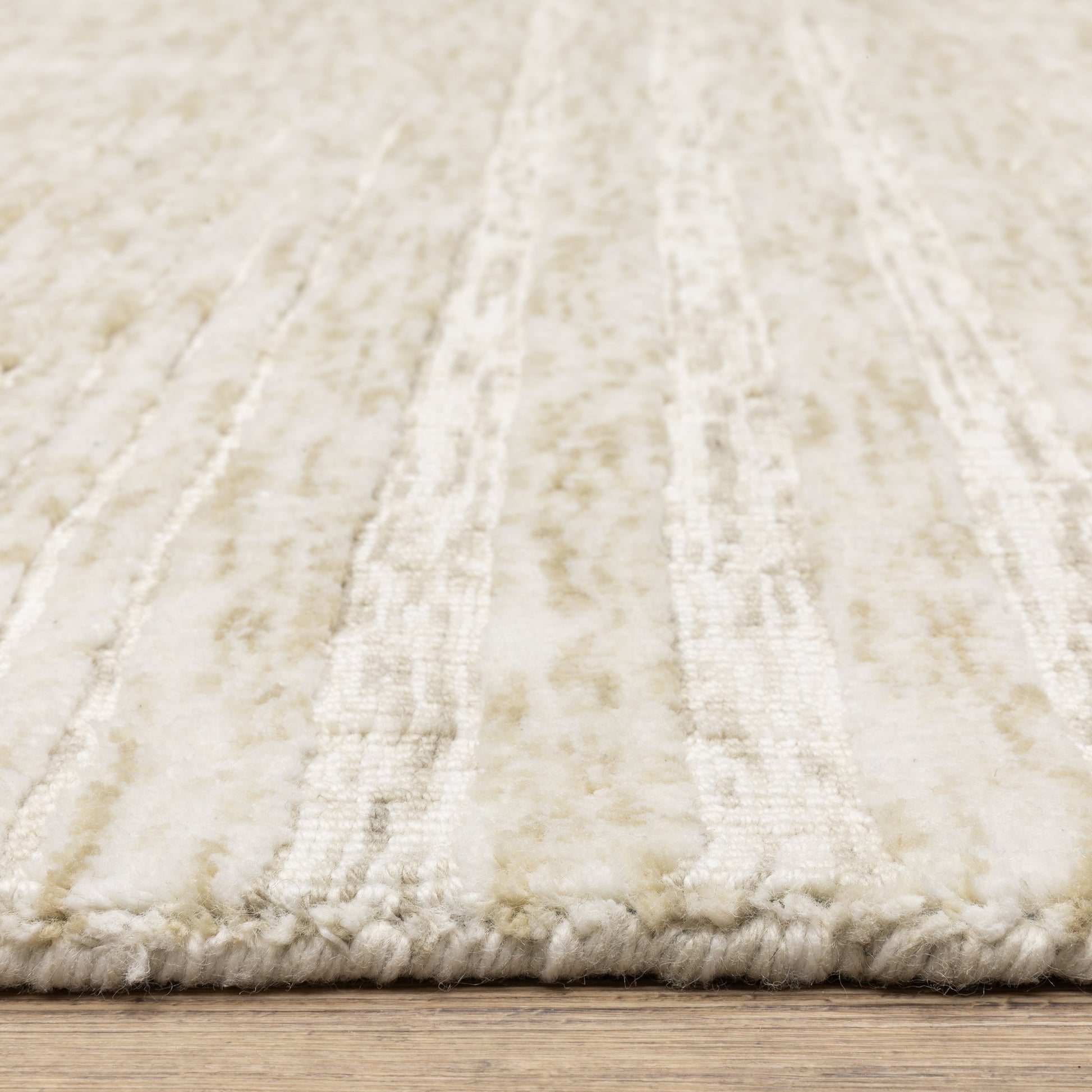 Thatcher Stripe Beige/ Beige Geometric Mixed Pile Rug