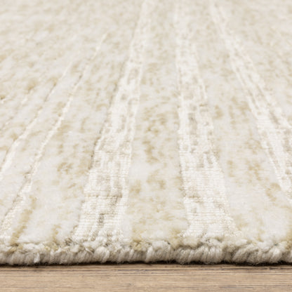 Thatcher Stripe Beige/ Beige Geometric Mixed Pile Rug