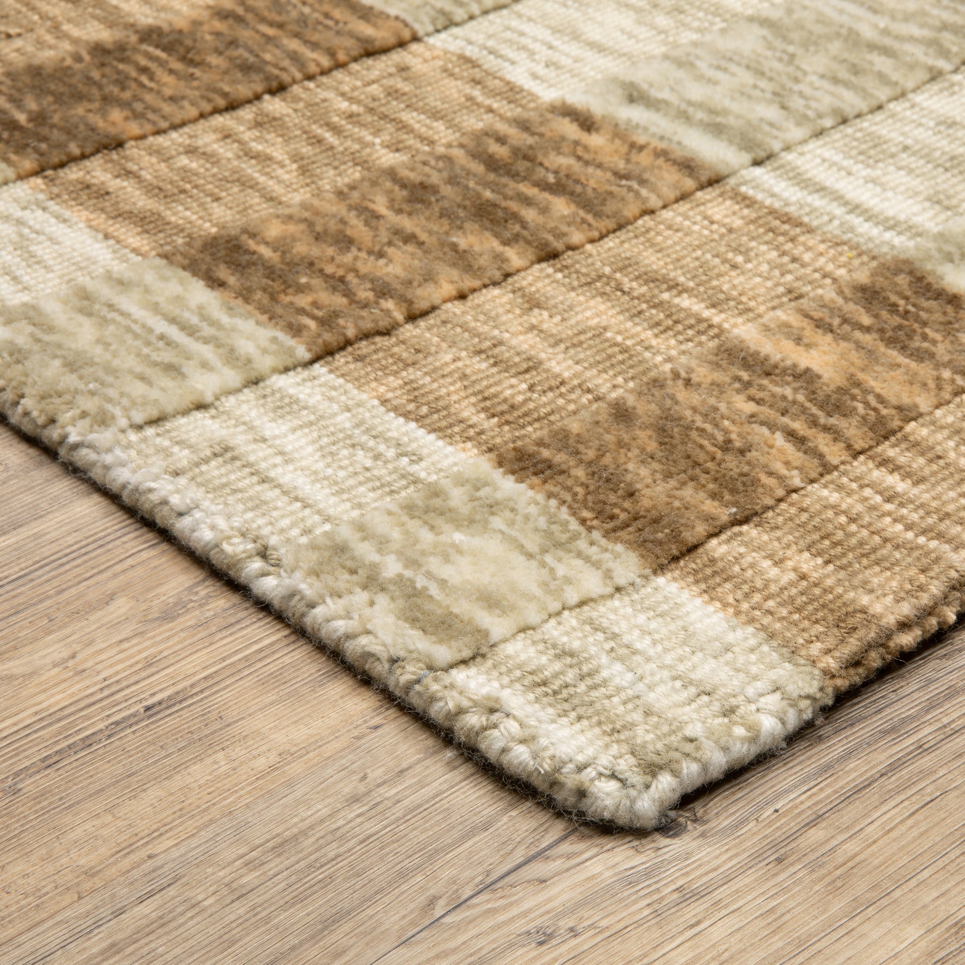 Thatcher Stripe Beige/ Rust Geometric Mixed Pile Rug