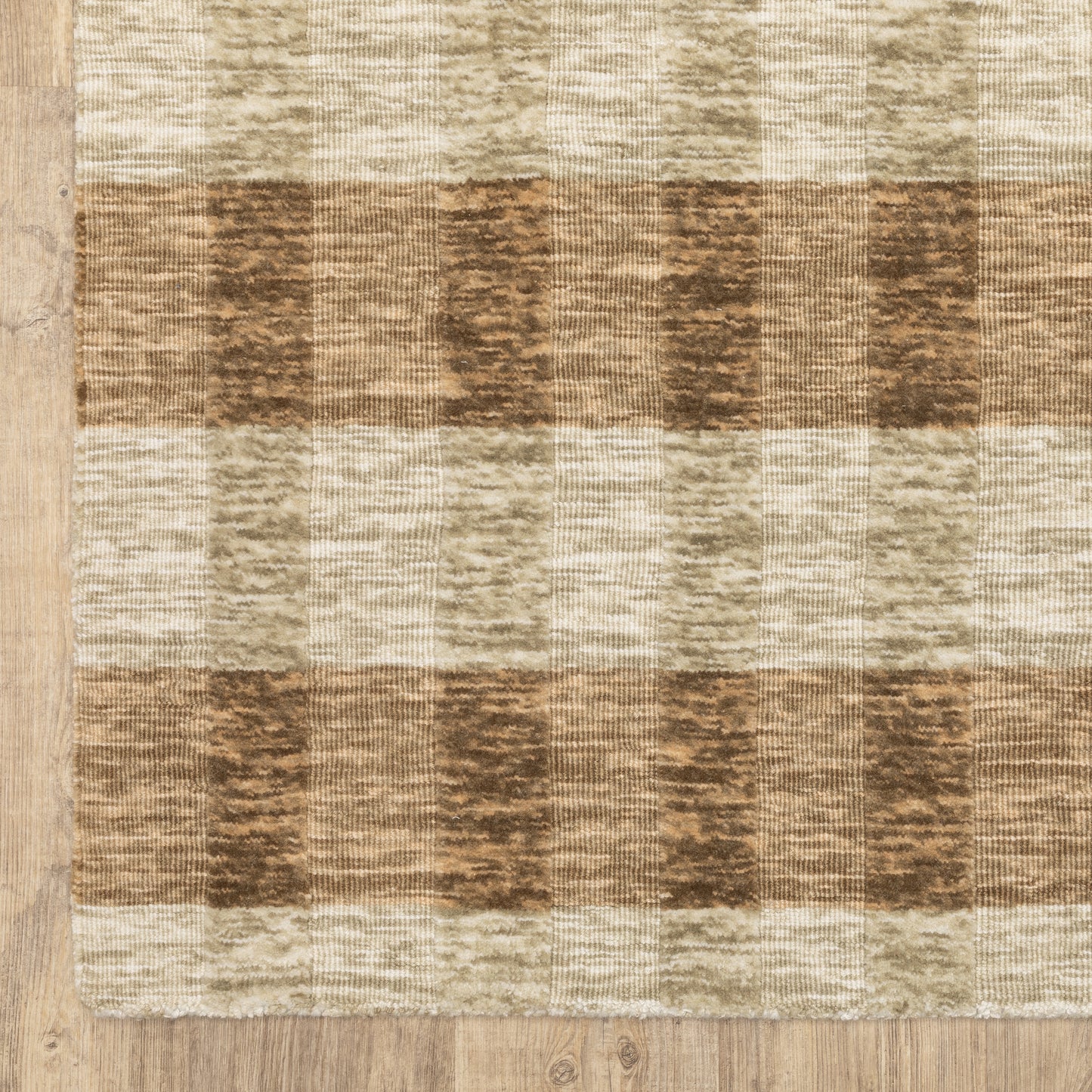Thatcher Stripe Beige/ Rust Geometric Mixed Pile Rug