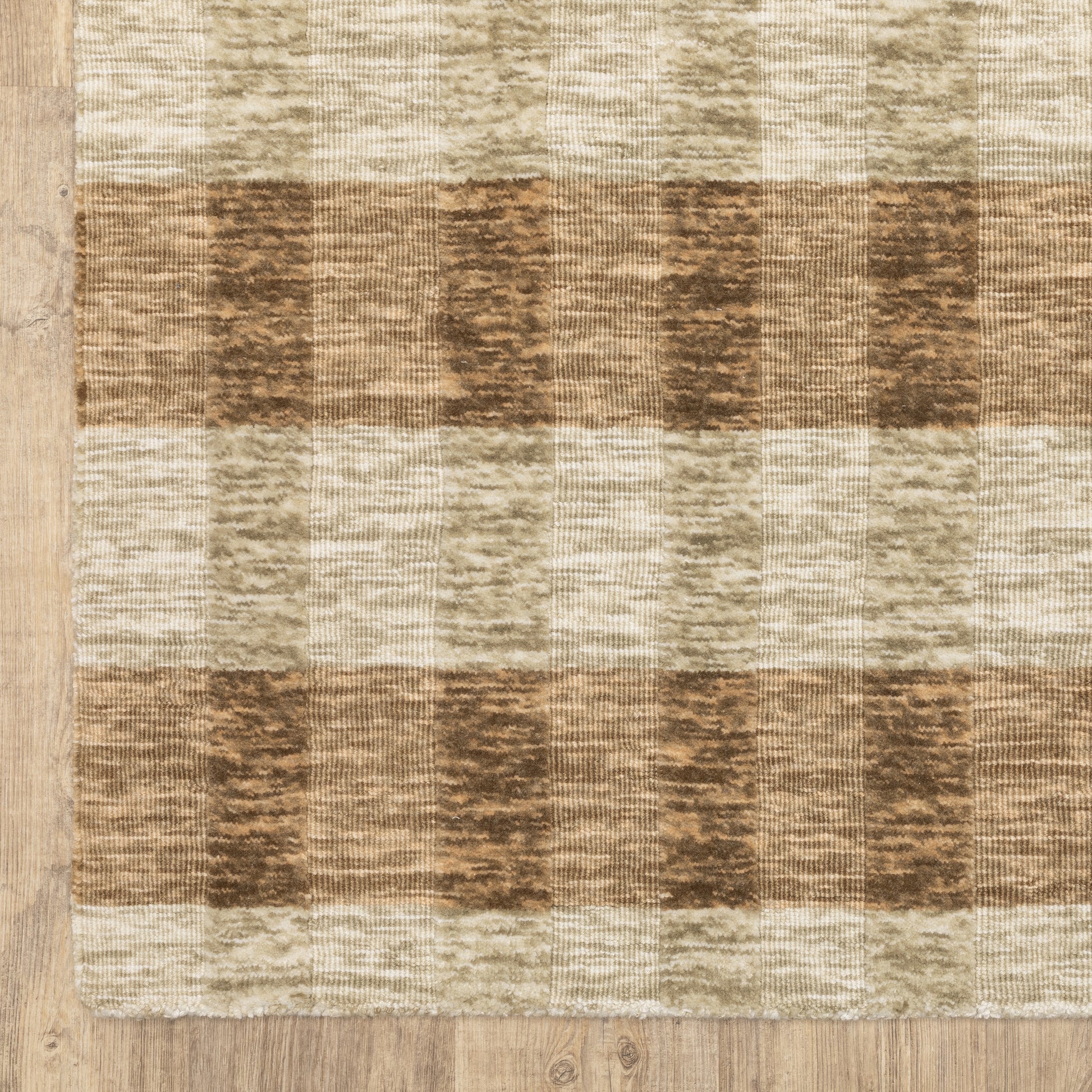 Thatcher Stripe Beige/ Rust Geometric Mixed Pile Rug