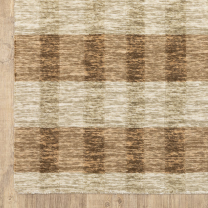 Thatcher Stripe Beige/ Rust Geometric Mixed Pile Rug