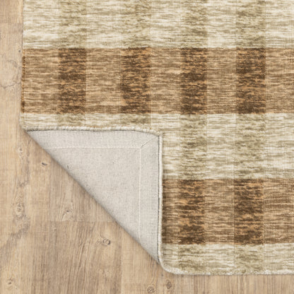 Thatcher Stripe Beige/ Rust Geometric Mixed Pile Rug