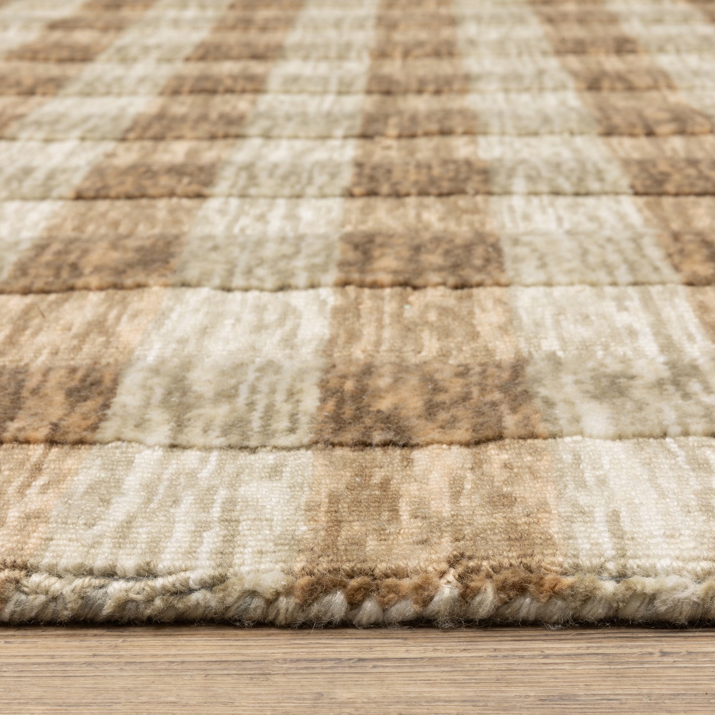 Thatcher Stripe Beige/ Rust Geometric Mixed Pile Rug