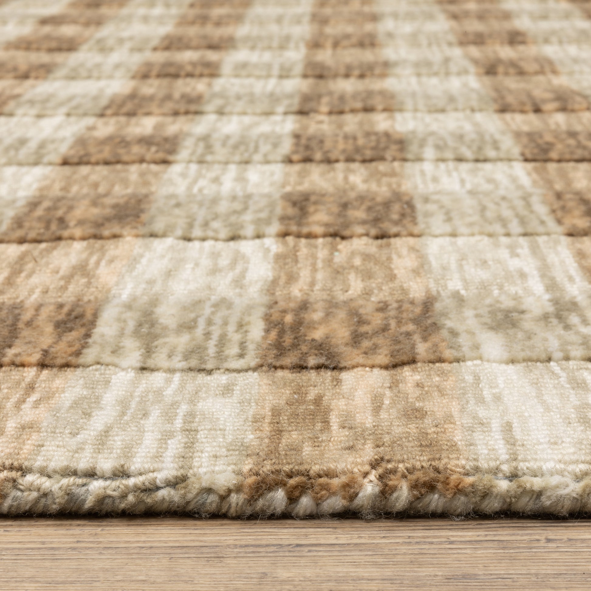Thatcher Stripe Beige/ Rust Geometric Mixed Pile Rug