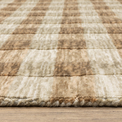 Thatcher Stripe Beige/ Rust Geometric Mixed Pile Rug