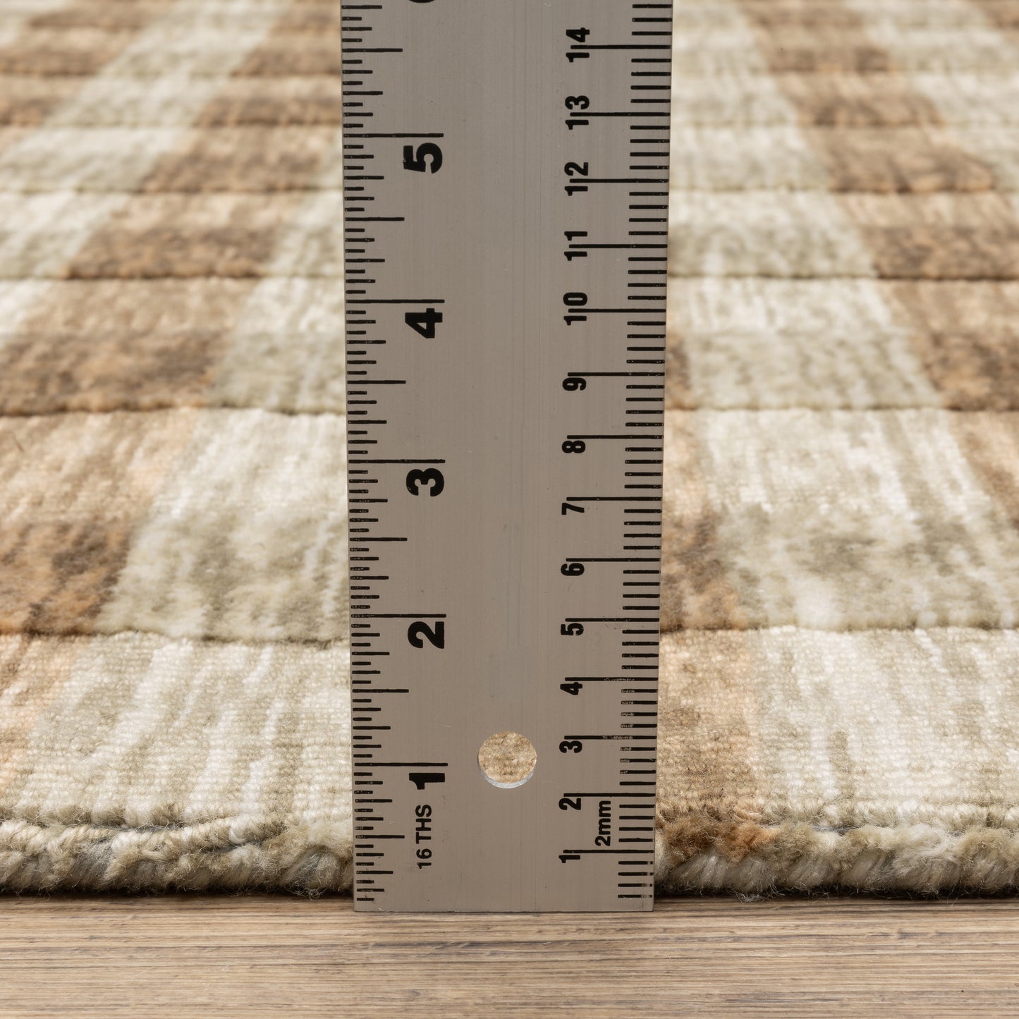 Thatcher Stripe Beige/ Rust Geometric Mixed Pile Rug