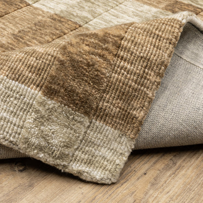 Thatcher Stripe Beige/ Rust Geometric Mixed Pile Rug
