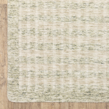 Thatcher Stripe Beige/ Green Border Mixed Pile Rug