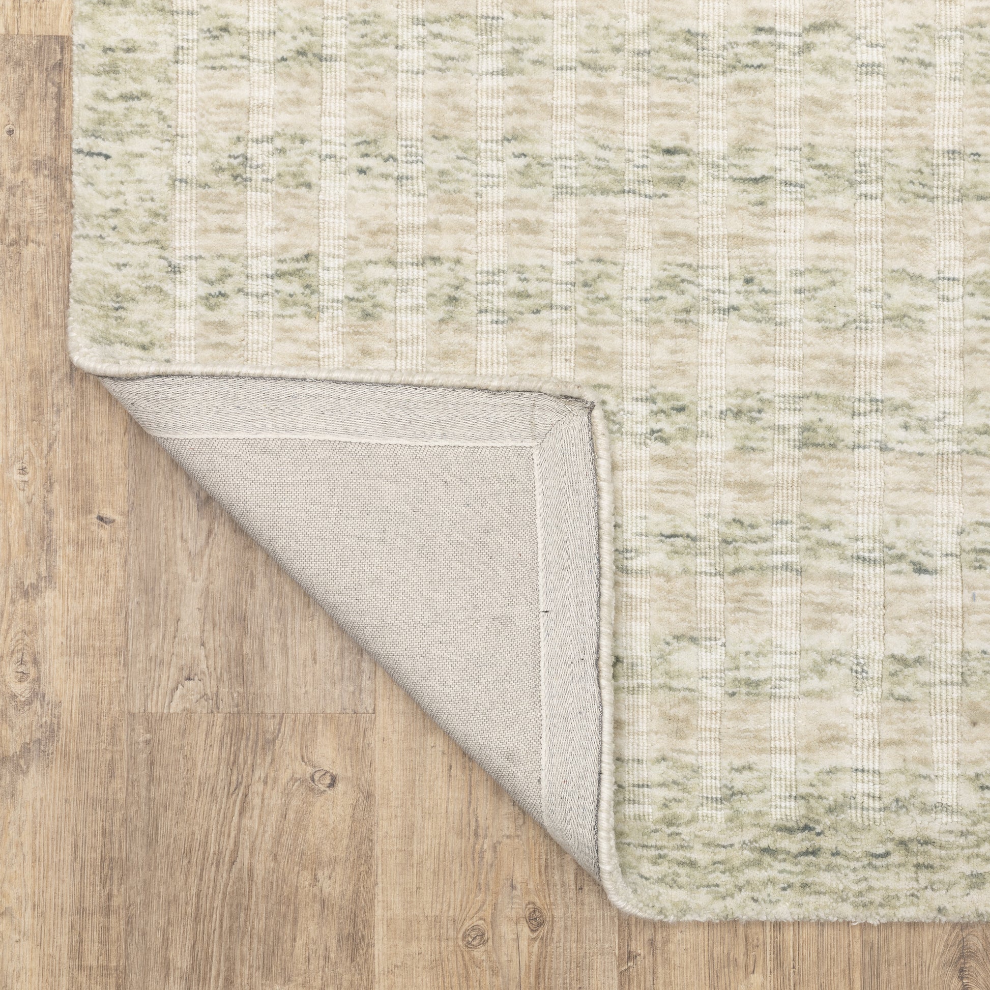 Thatcher Stripe Beige/ Green Border Mixed Pile Rug