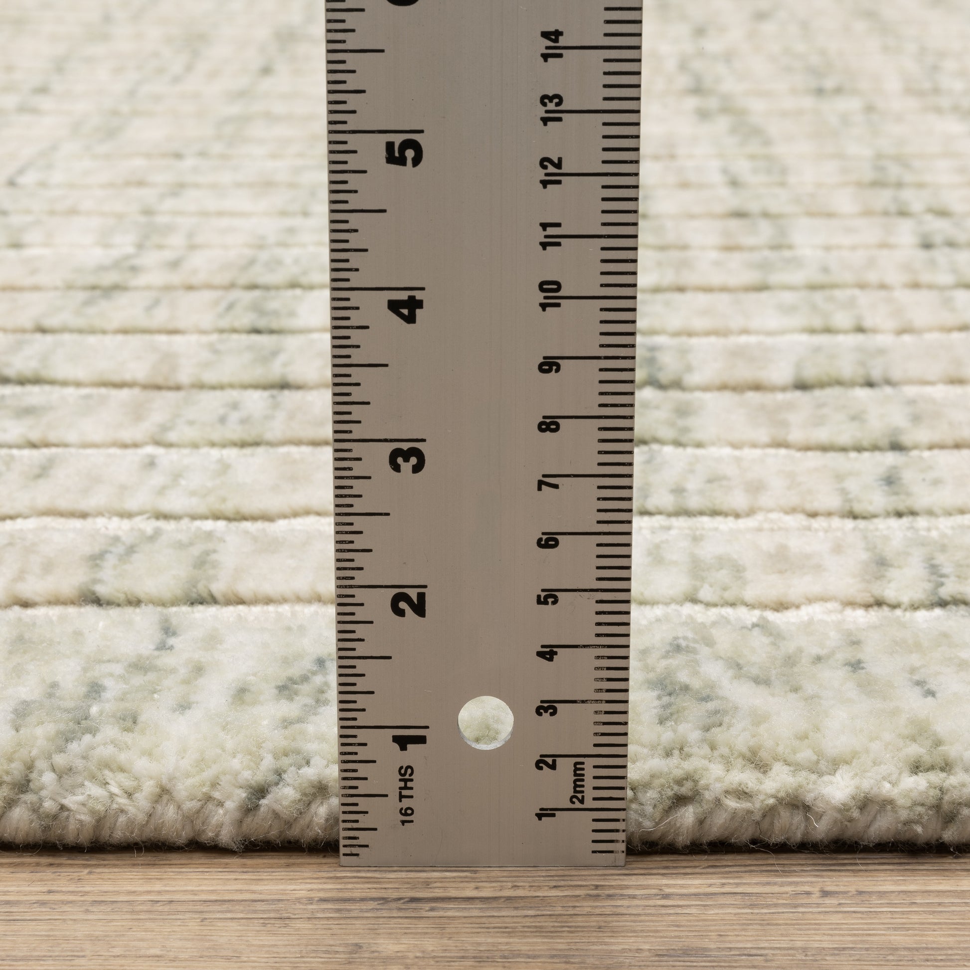 Thatcher Stripe Beige/ Green Border Mixed Pile Rug