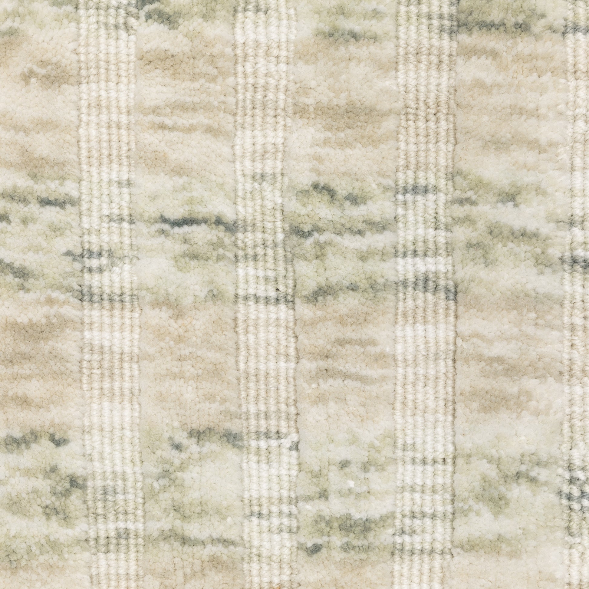 Thatcher Stripe Beige/ Green Border Mixed Pile Rug