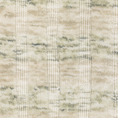Thatcher Stripe Beige/ Green Border Mixed Pile Rug
