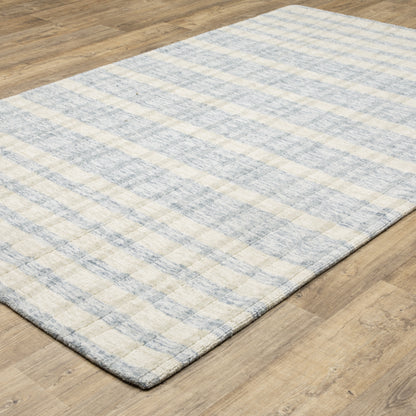 Thatcher Stripe Beige/ Blue Geometric Mixed Pile Rug