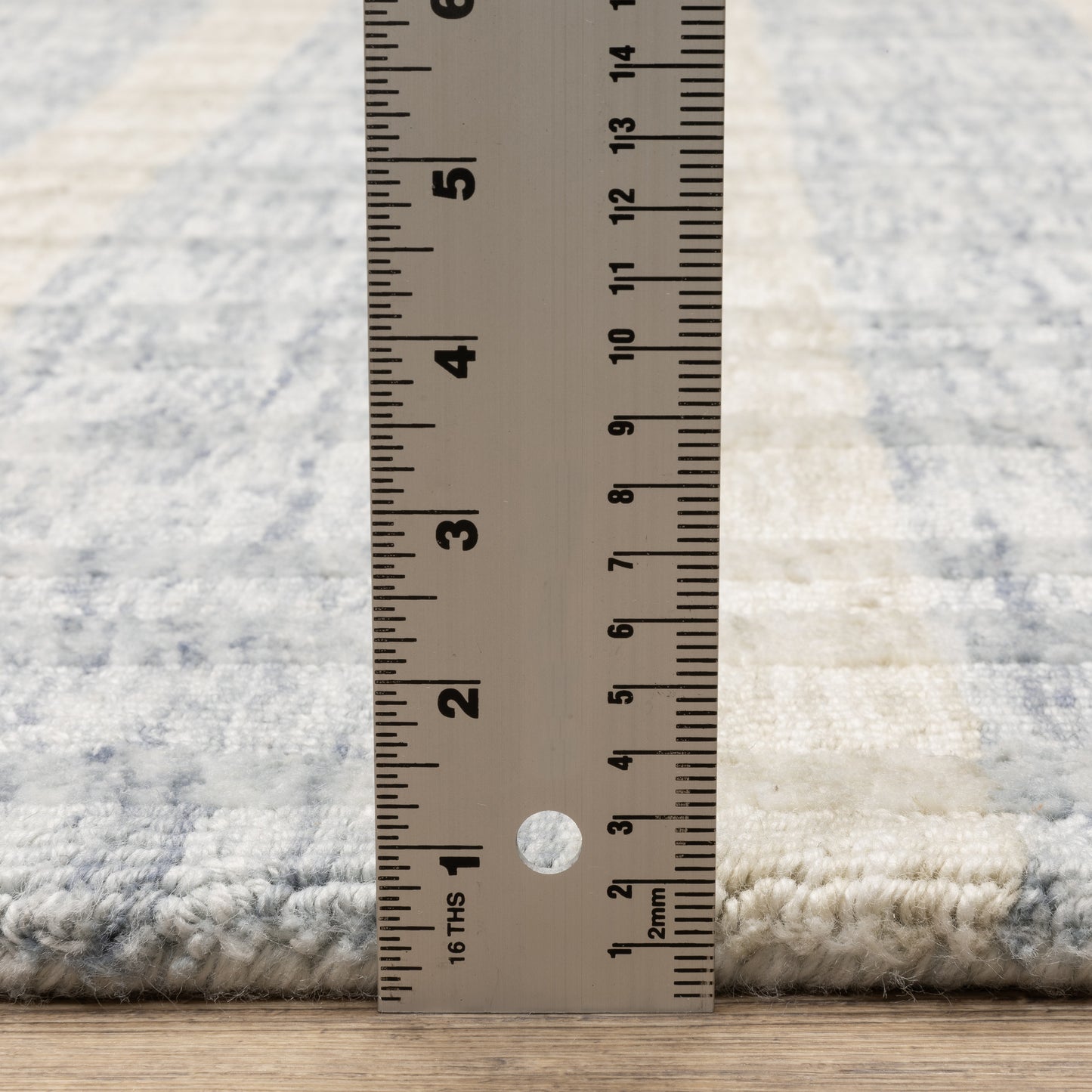 Thatcher Stripe Beige/ Blue Geometric Mixed Pile Rug