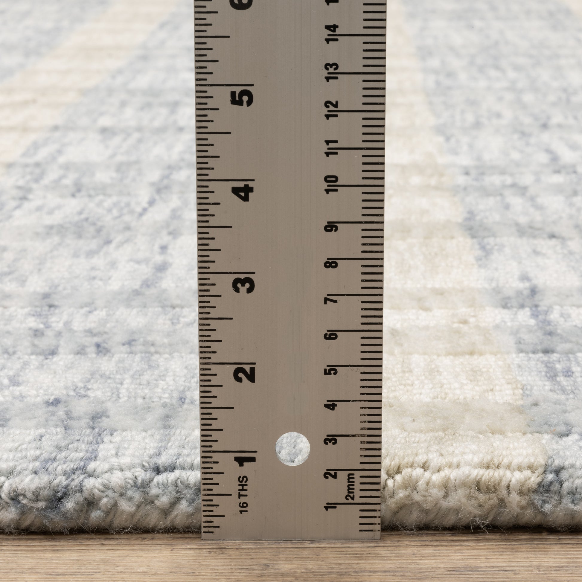 Thatcher Stripe Beige/ Blue Geometric Mixed Pile Rug