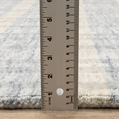 Thatcher Stripe Beige/ Blue Geometric Mixed Pile Rug