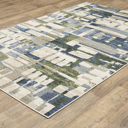 Tisdell Abstract Blue/ Green Cut Pile Rug