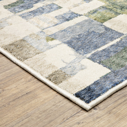Tisdell Abstract Blue/ Green Cut Pile Rug