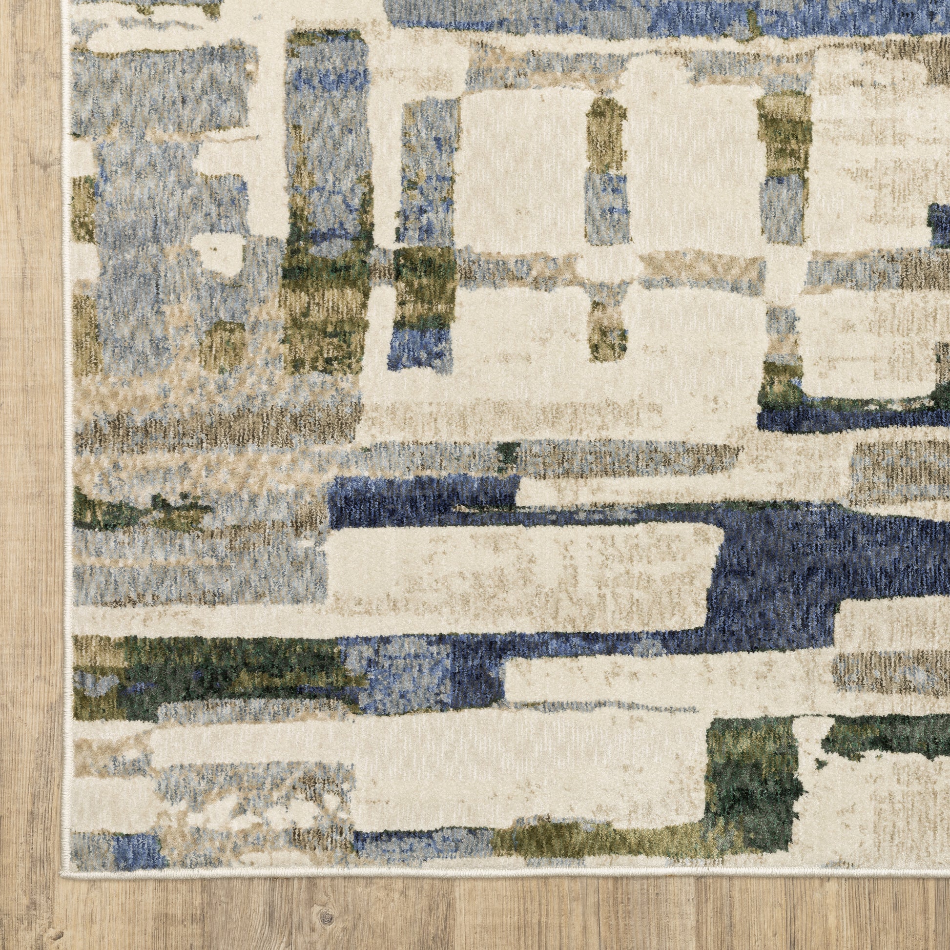 Tisdell Abstract Blue/ Green Cut Pile Rug