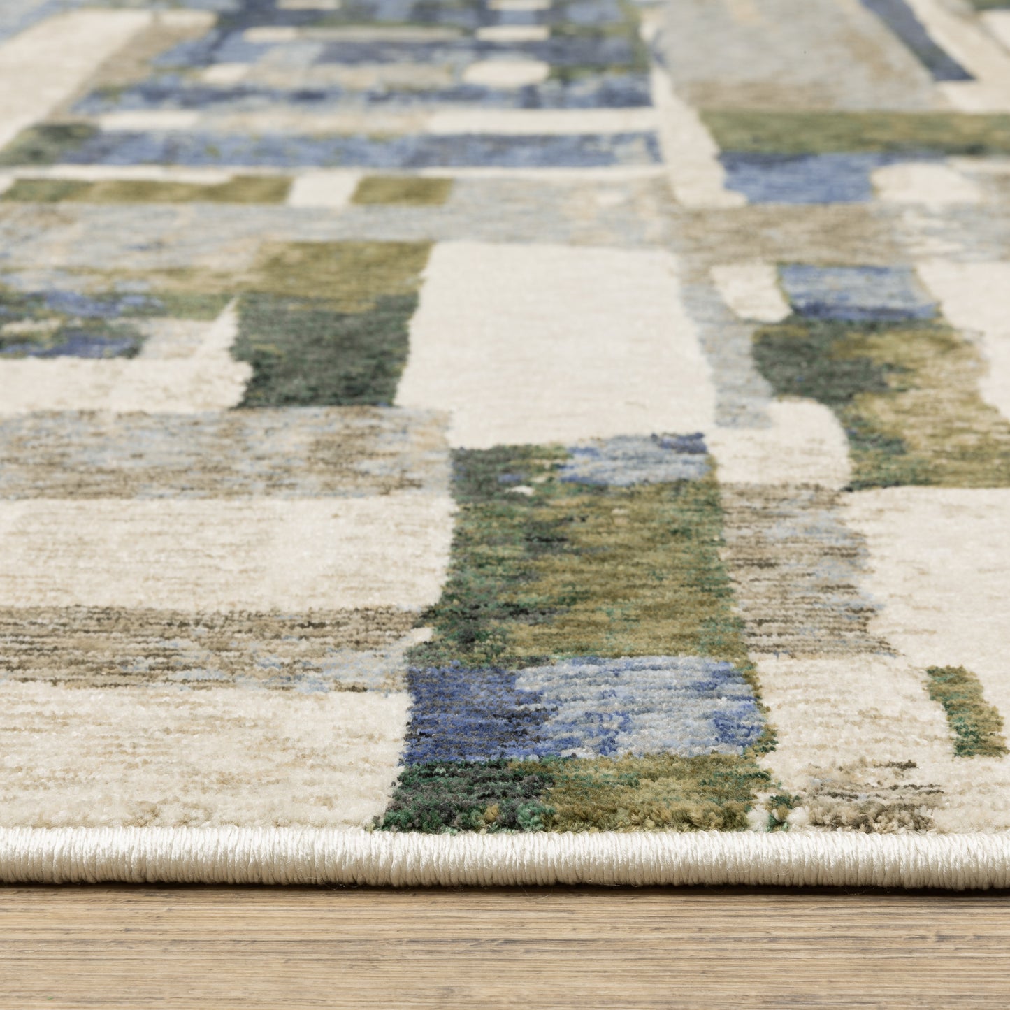 Tisdell Abstract Blue/ Green Cut Pile Rug