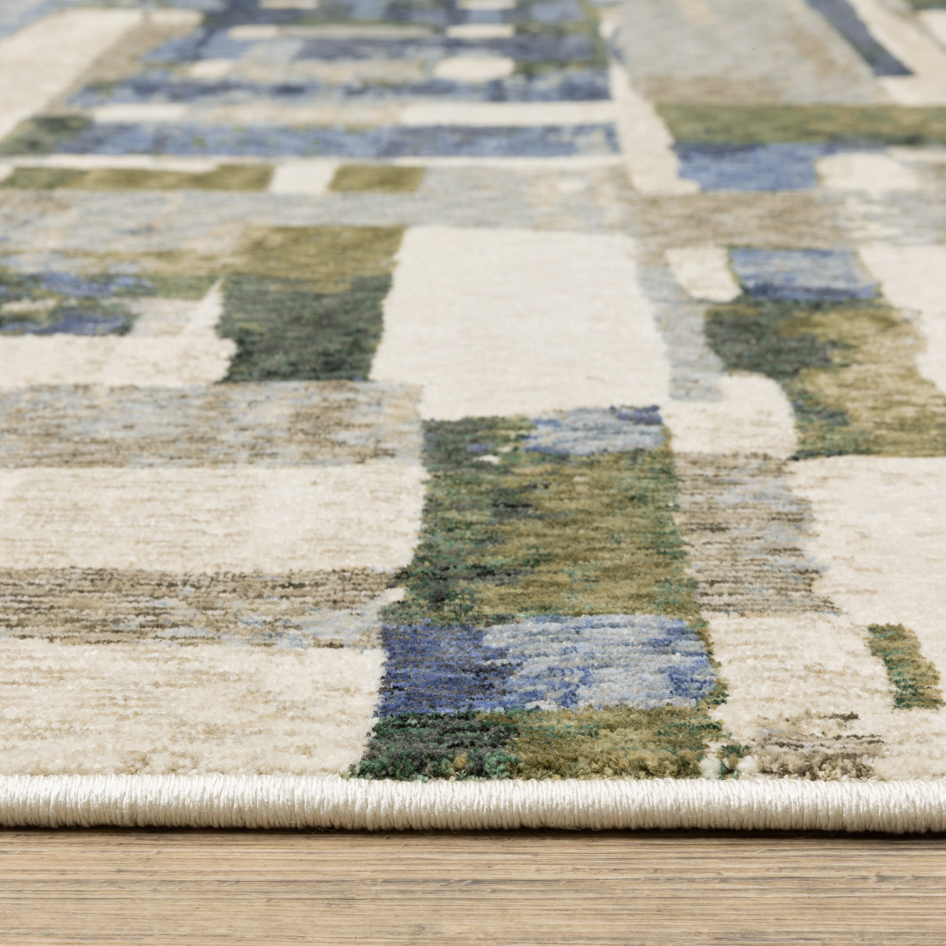 Tisdell Abstract Blue/ Green Cut Pile Rug