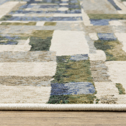 Tisdell Abstract Blue/ Green Cut Pile Rug