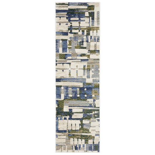 Tisdell Tis01 Blue/ Green Abstract Rug