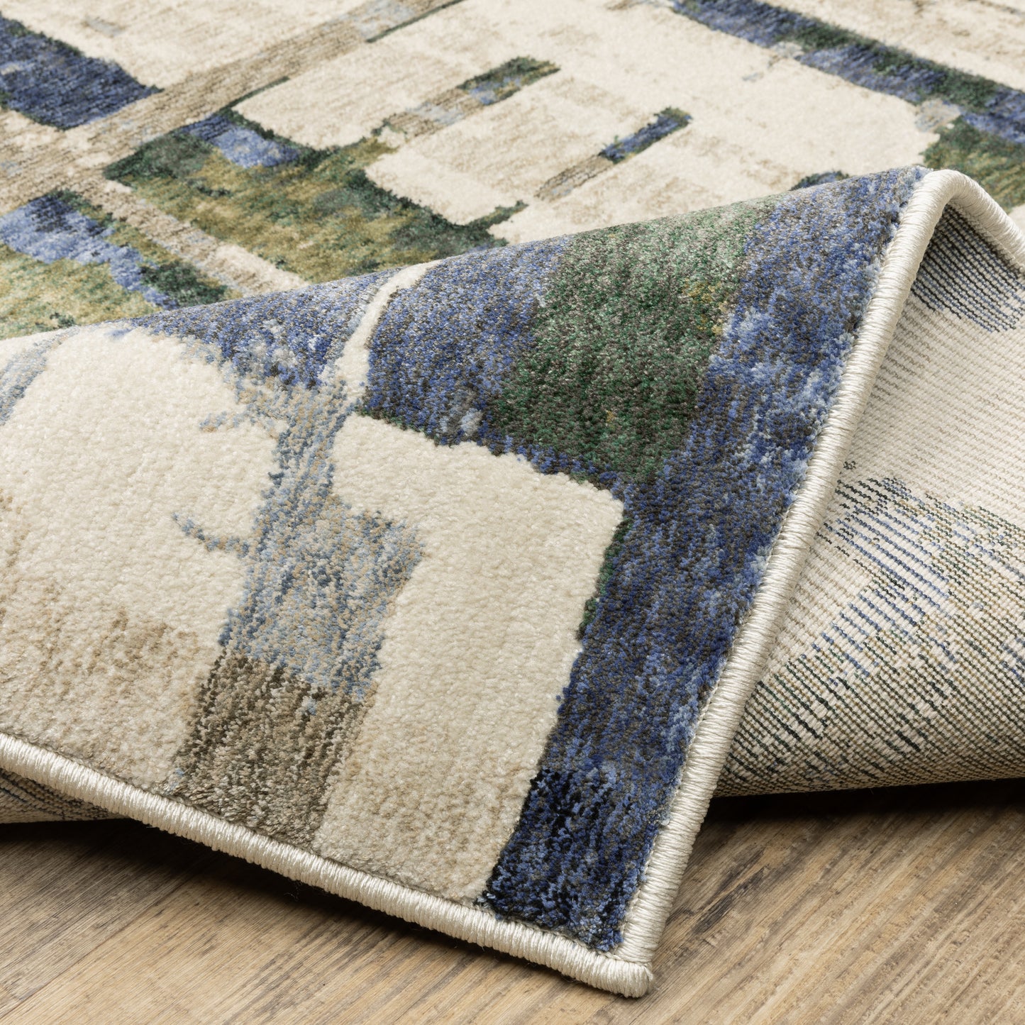Tisdell Abstract Blue/ Green Cut Pile Rug