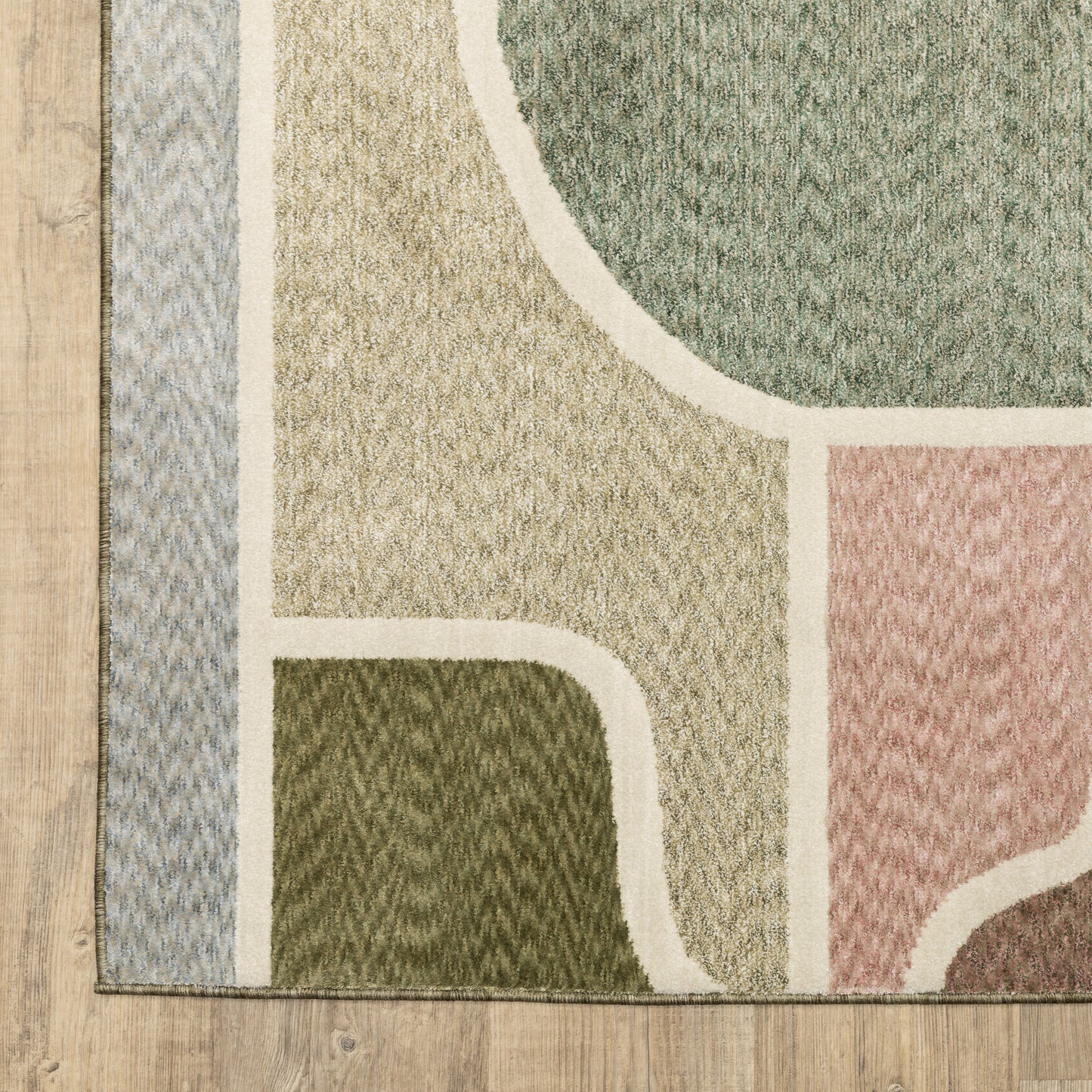 Tisdell Geometric Green/ Multi Abstract Cut Pile Rug