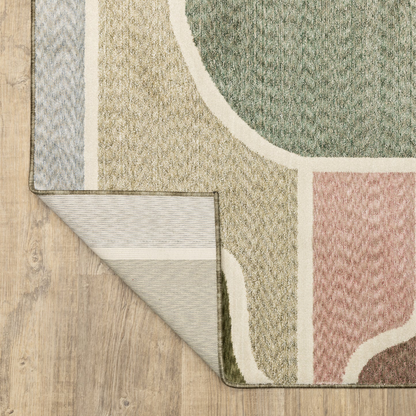 Tisdell Geometric Green/ Multi Abstract Cut Pile Rug