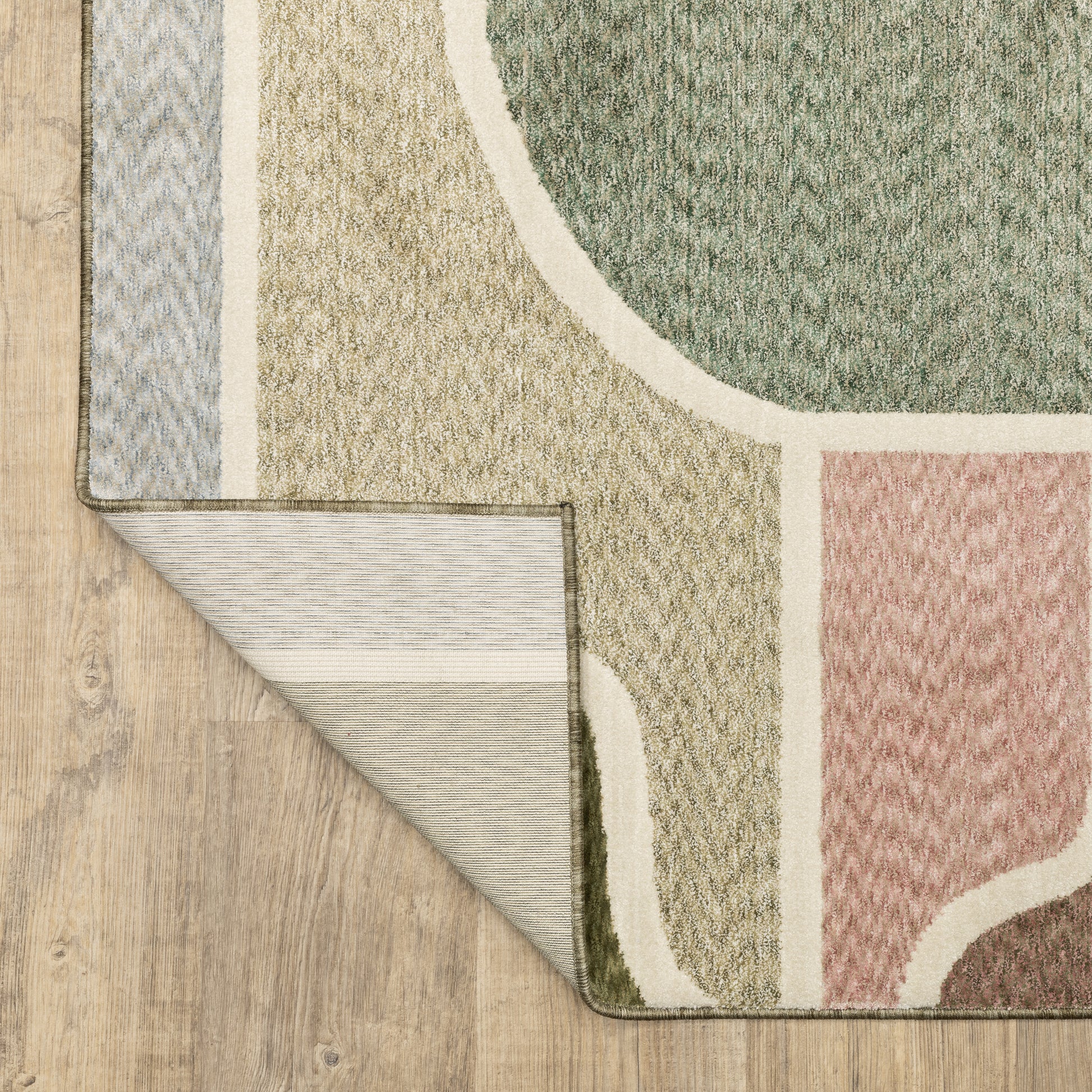 Tisdell Geometric Green/ Multi Abstract Cut Pile Rug