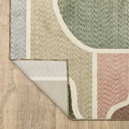 Tisdell Geometric Green/ Multi Abstract Cut Pile Rug