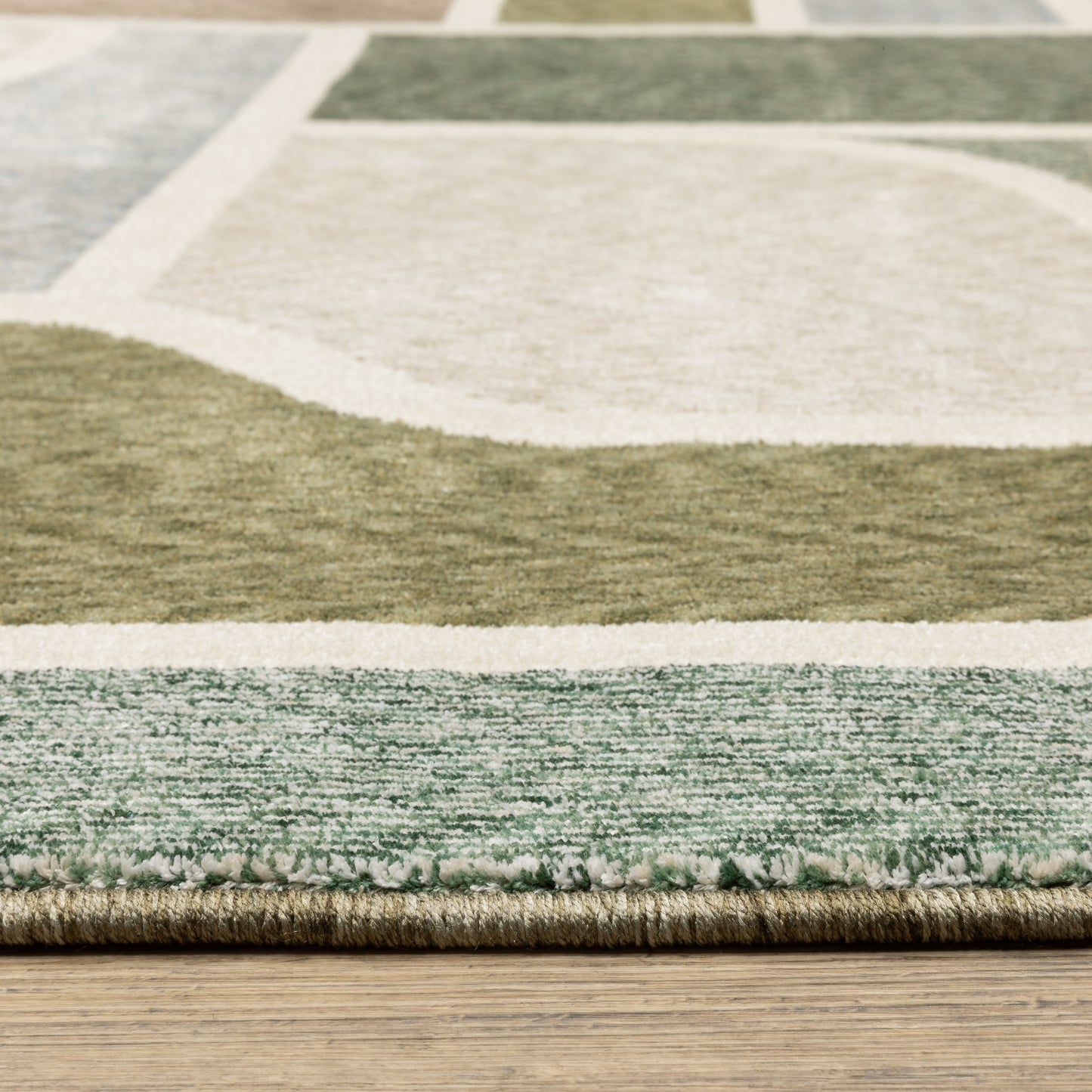 Tisdell Geometric Green/ Multi Abstract Cut Pile Rug