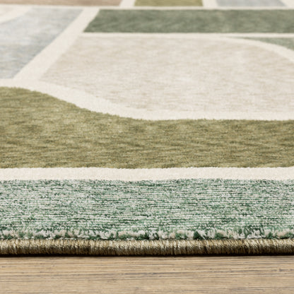 Tisdell Geometric Green/ Multi Abstract Cut Pile Rug