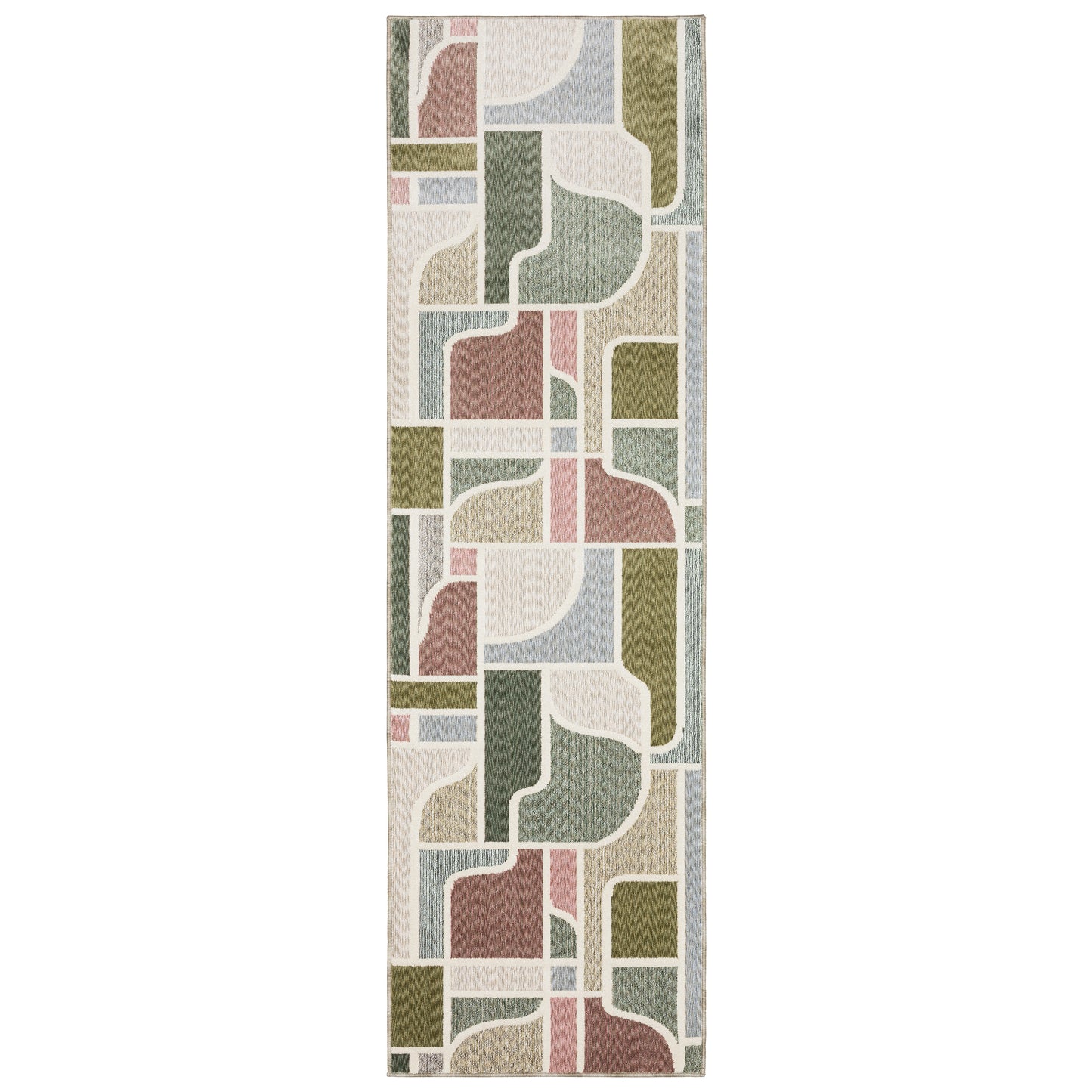 Tisdell Tis02 Green/ Multi Geometric Abstract Rug
