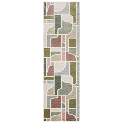 Tisdell Tis02 Green/ Multi Geometric Abstract Rug