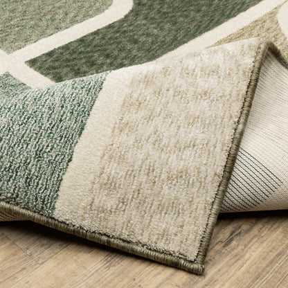 Tisdell Geometric Green/ Multi Abstract Cut Pile Rug