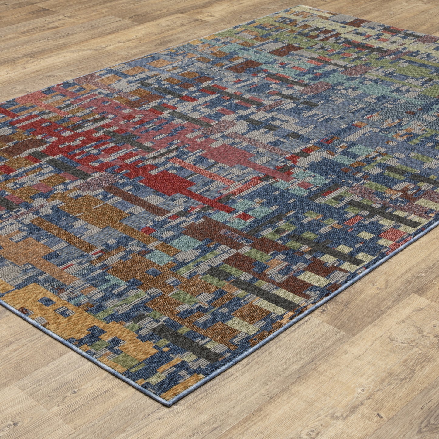 Tisdell Abstract Blue/ Multi Cut Pile Rug