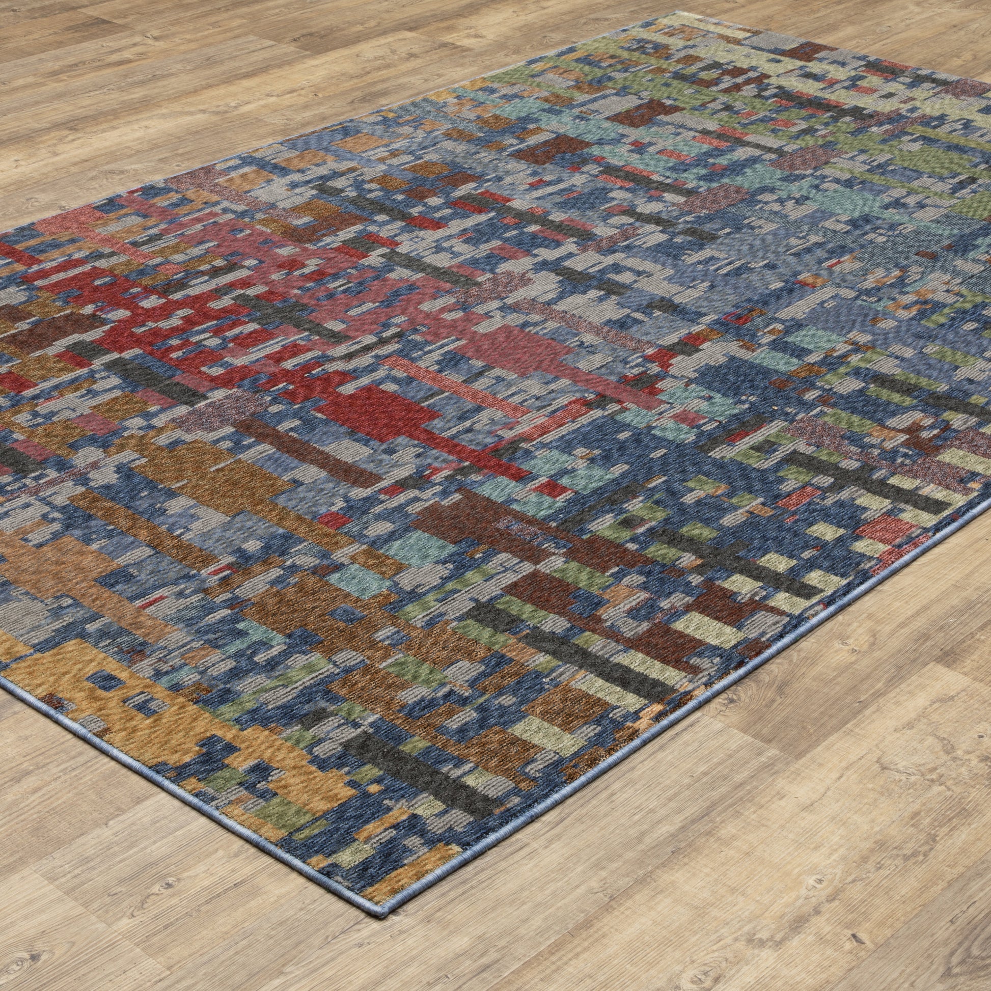 Tisdell Abstract Blue/ Multi Cut Pile Rug
